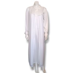 Vintage JcPenny Bridal Peignoir Set-Medium-Union Made-Sheer Sleeve-Ruffles-70s